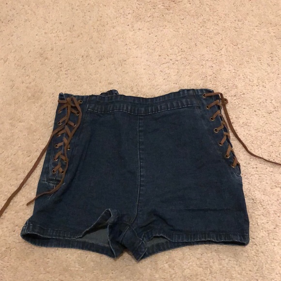 BDG Lace Up High-Waisted Jean Shorts, Size 24 - Picture 1 of 3